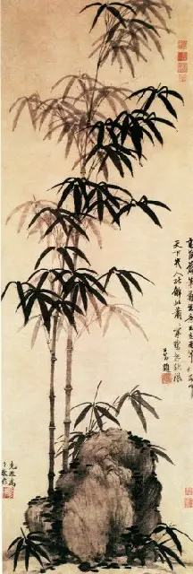 　雨竹图 立轴 纸本设色 纵121.6厘米横42.1厘米 北京故宫博物院藏